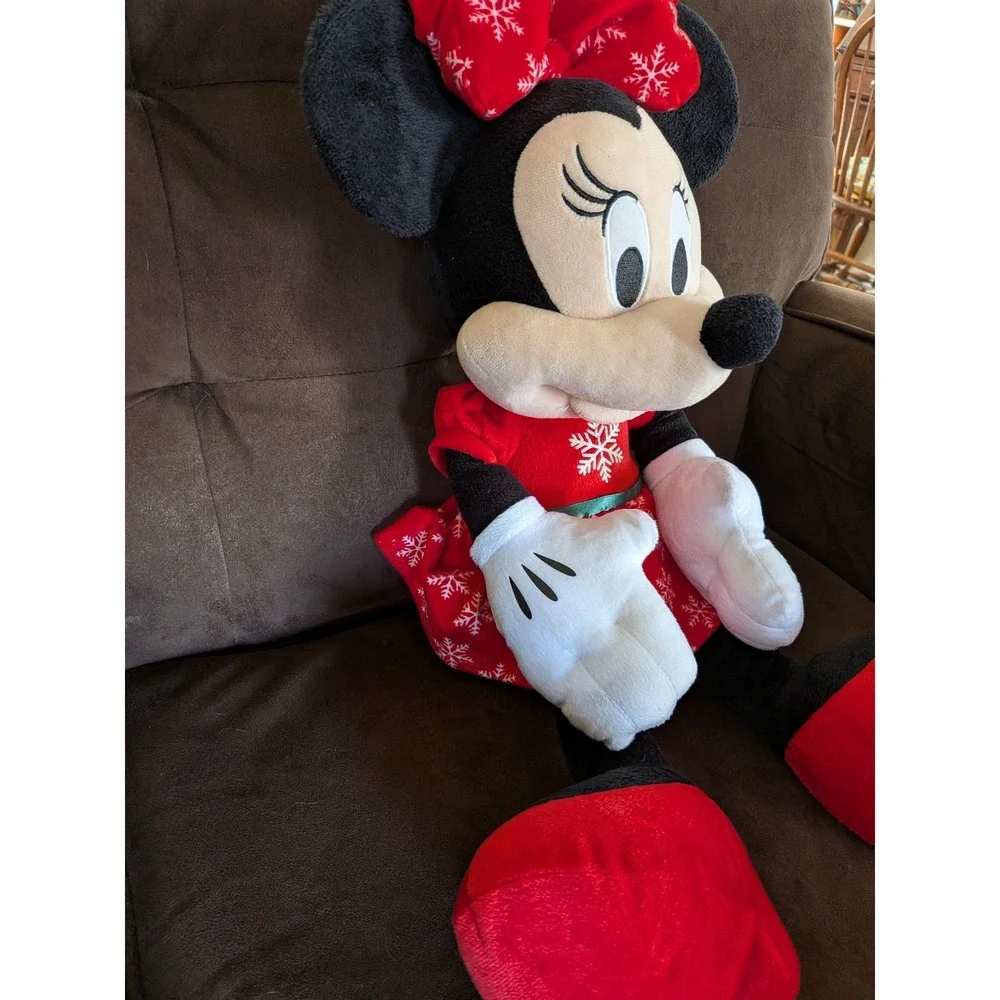 Disney Minnie‎ Mouse Holiday Plush Snowflake Red Dress Christmas Stuffed Animal